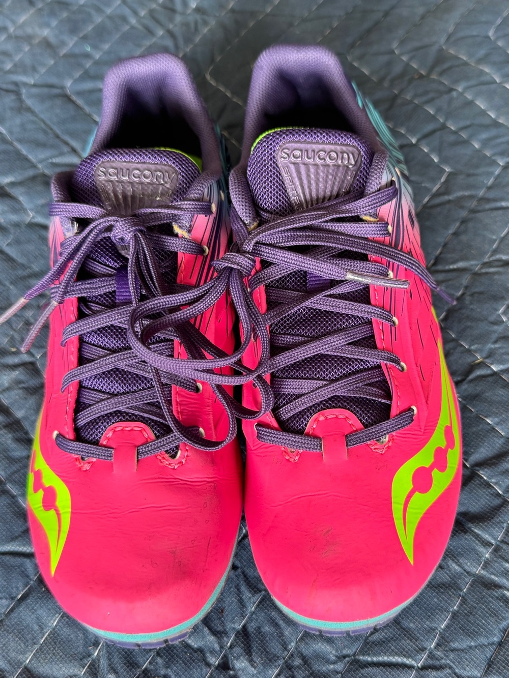 Saucony Spitfire 5 Track Spikes - Hot Pink, Purple & Neon Green
